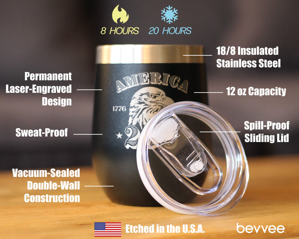 America 250th Anniversary 12oz Stainless Steel Wine Tumbler