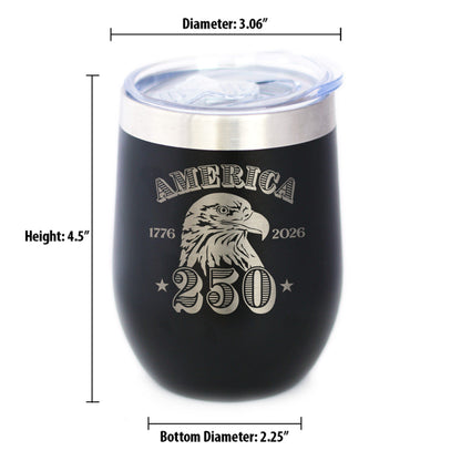 America 250th Anniversary 12oz Stainless Steel Wine Tumbler