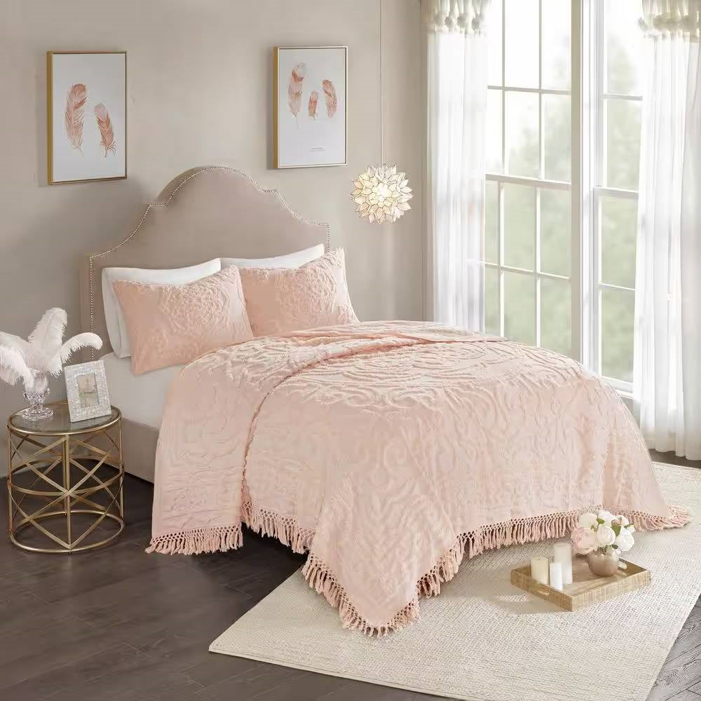 King 100-Percent Cotton Bedspread Pink Blush