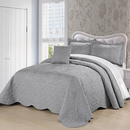 King Ash Grey 4 Piece Oversized Bedspread Set