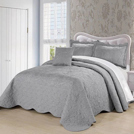 King Ash Grey 4 Piece Oversized Bedspread Set