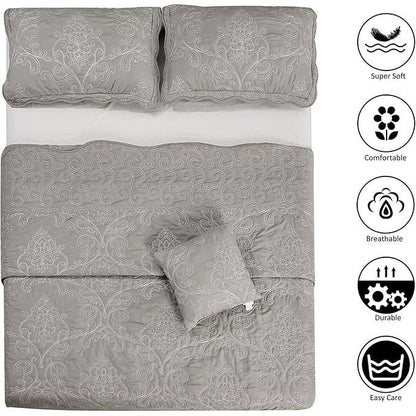 King Ash Grey 4 Piece Oversized Bedspread Set