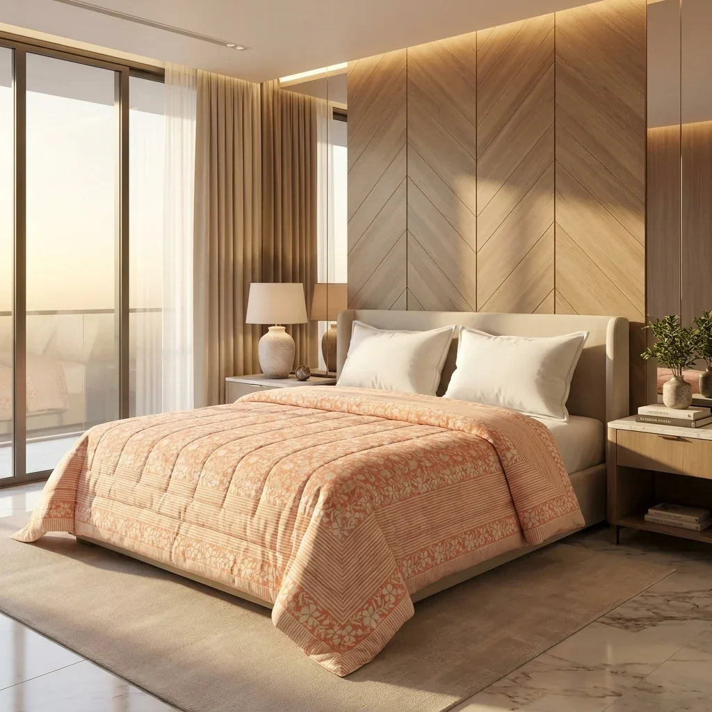 Peach & Cream Quilted Comforter