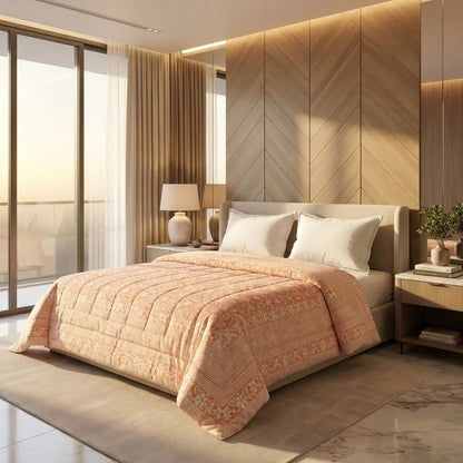 Peach & Cream Quilted Comforter