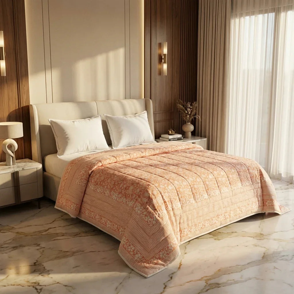 Peach & Cream Quilted Comforter