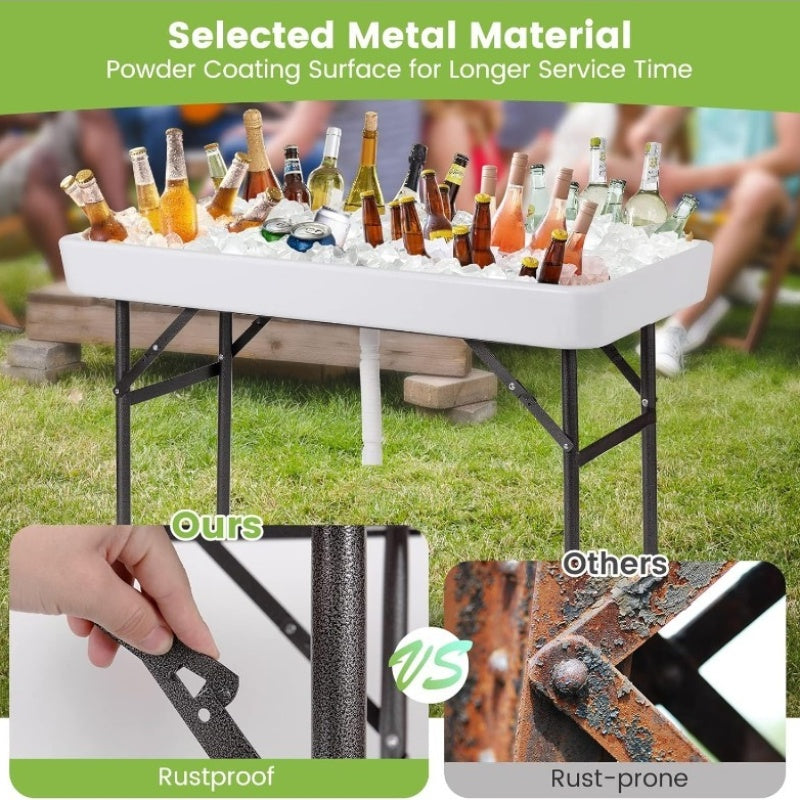 Folding Ice Table With Drain Portable Table