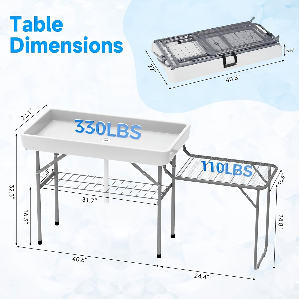 Folding Ice Table With Drain Portable Table