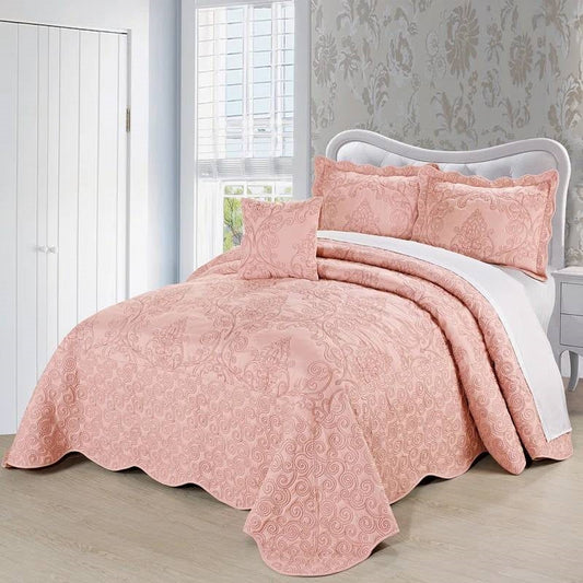 Queen Dusty Pink 4 Piece Oversized Bedspread Set