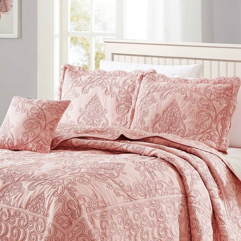 Queen Dusty Pink 4 Piece Oversized Bedspread Set