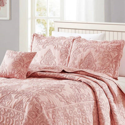Queen Dusty Pink 4 Piece Oversized Bedspread Set