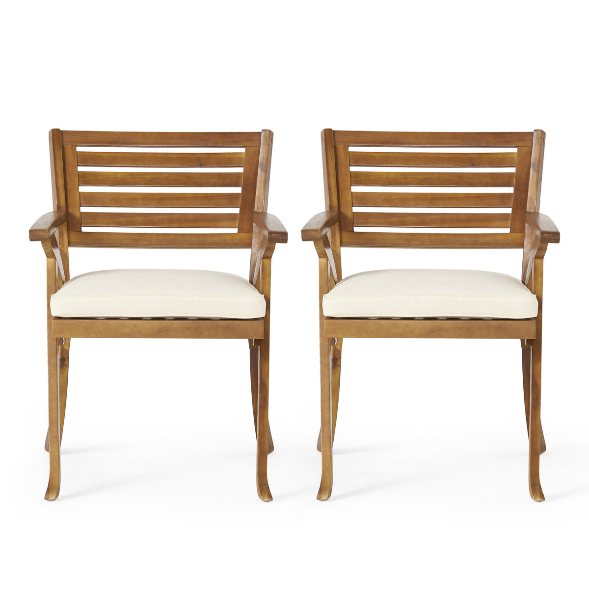 3 Pieces Wood Dining Set With Cushions