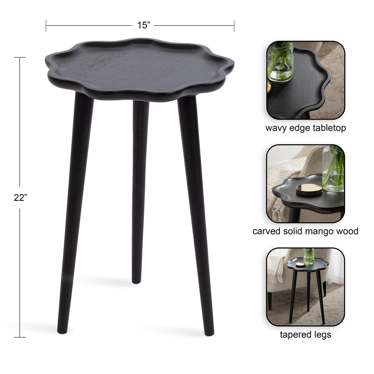 Scallop Wood Side Table