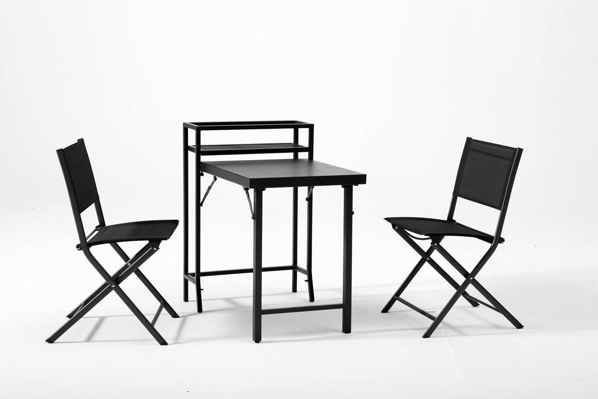 3 Piece Set Foldable Patio Table And Chairs
