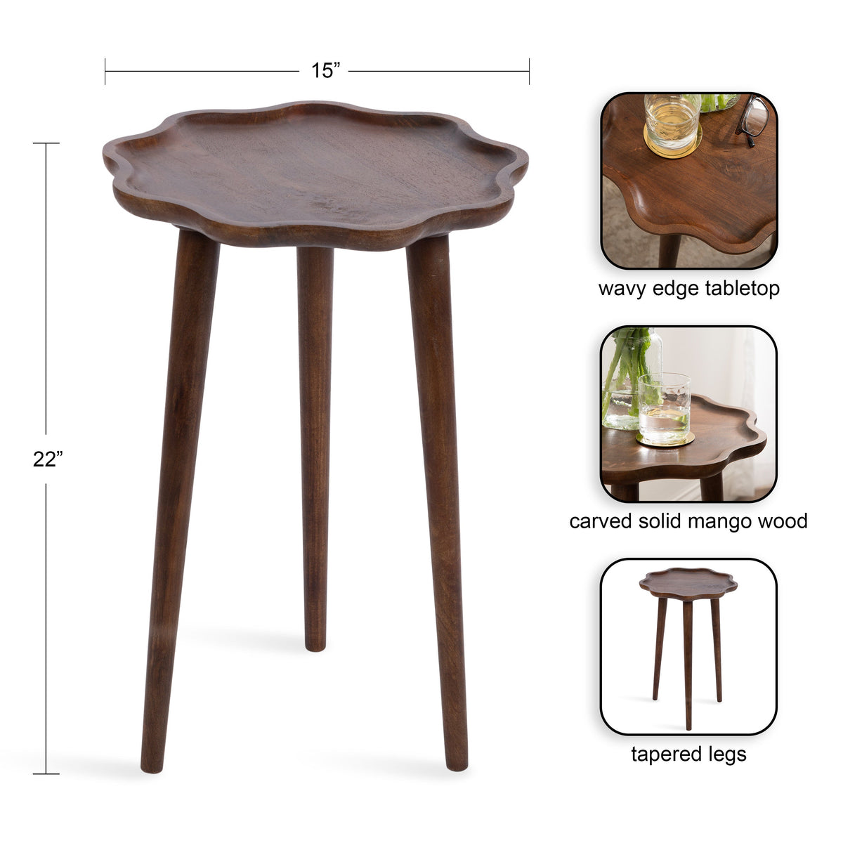 Scallop Wood Side Table