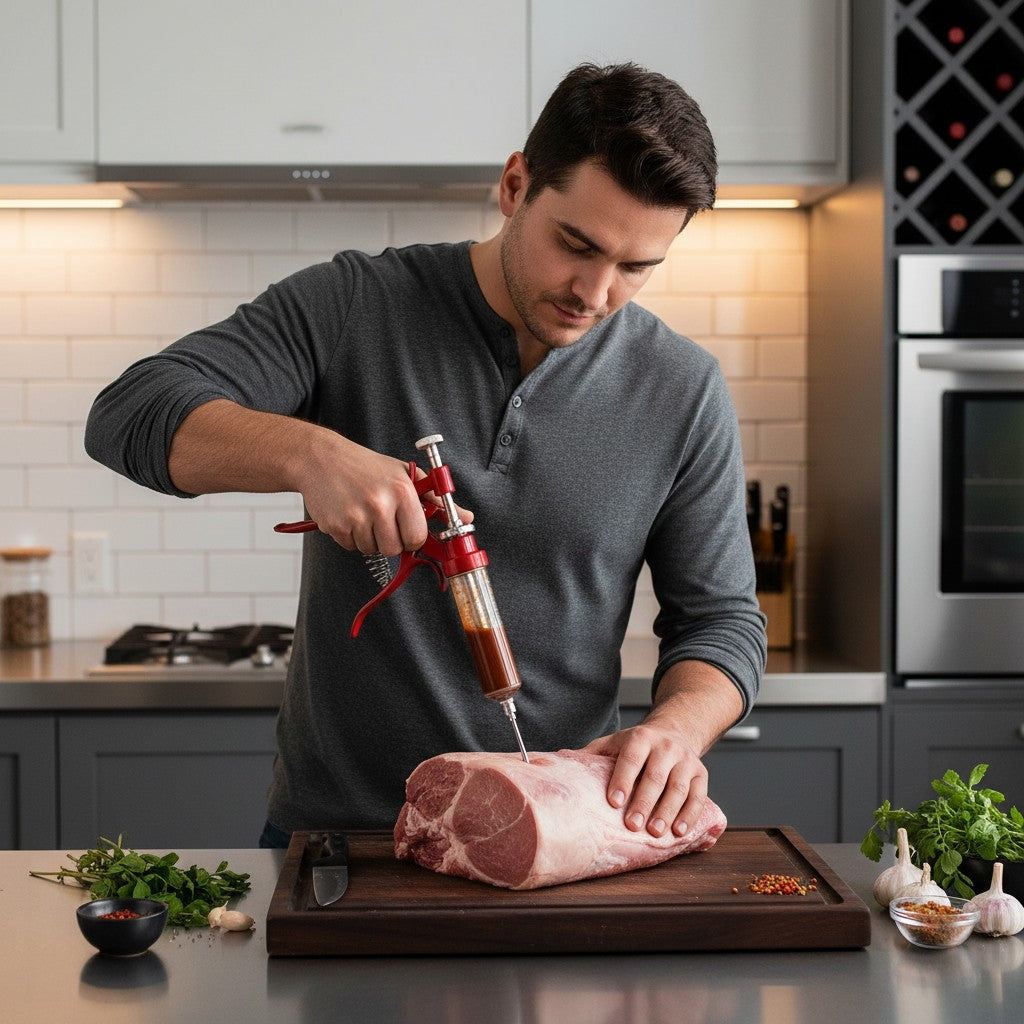 BBQ Gourmet Pistol Grip Meat Marinade Injector