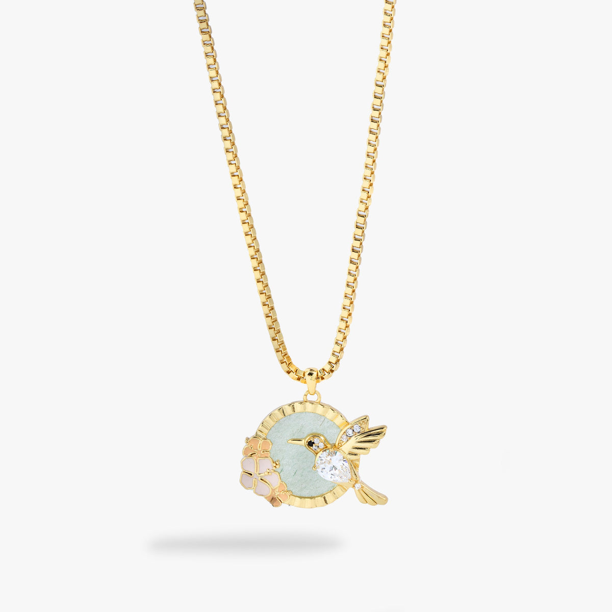Hummingbird Gemstone Pendant Necklace