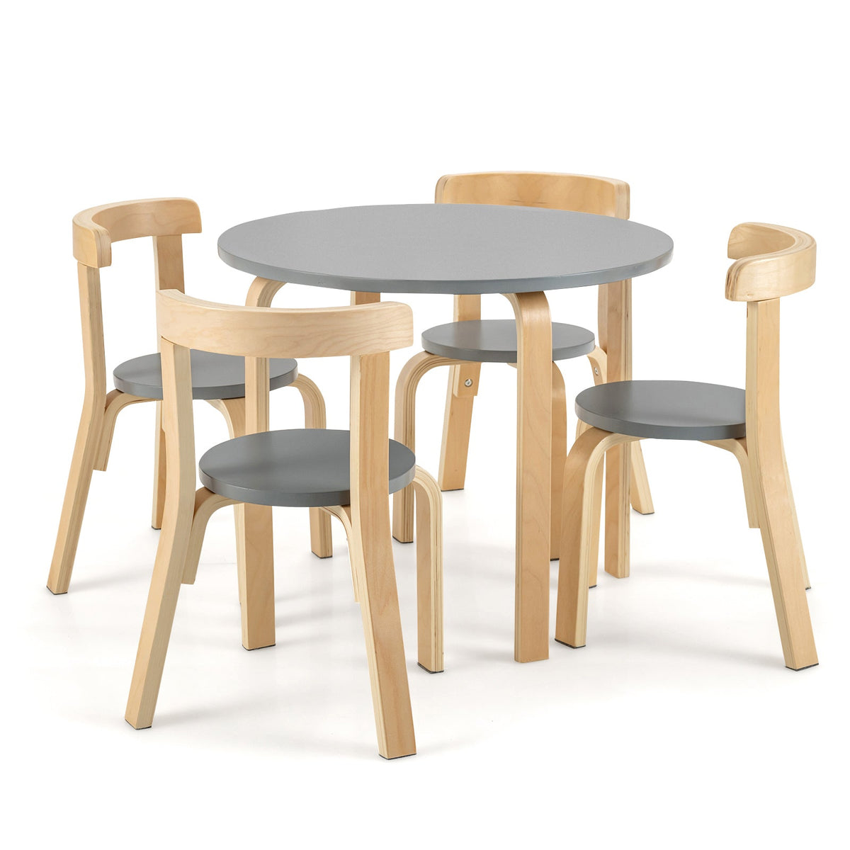 Kids Wooden Curved Back Activity Table And Chair Set
