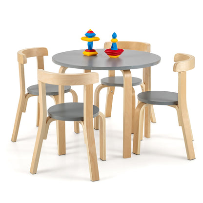Kids Wooden Curved Back Activity Table And Chair Set