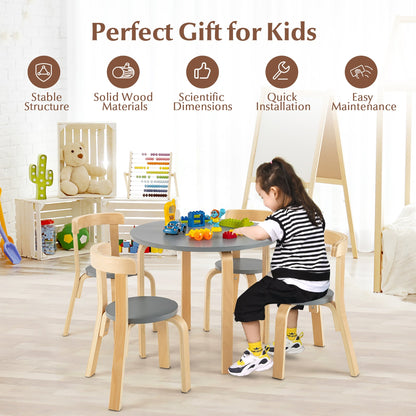 Kids Wooden Curved Back Activity Table And Chair Set