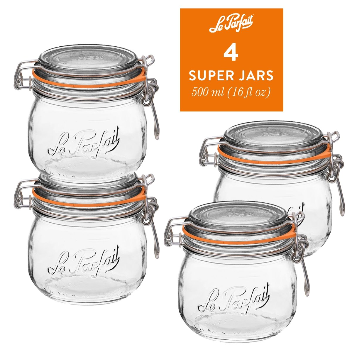 Glass Jars With Stainless Wire-Bail Clamp Lid