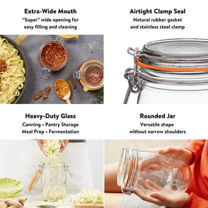 Glass Jars With Stainless Wire-Bail Clamp Lid