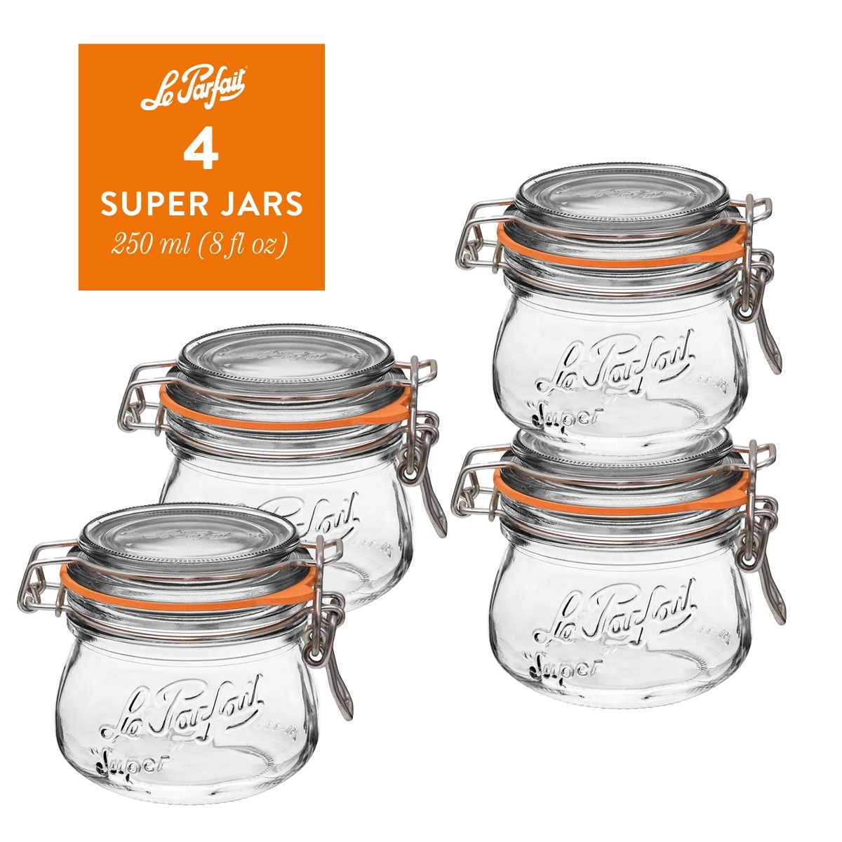 Glass Jars With Stainless Wire-Bail Clamp Lid