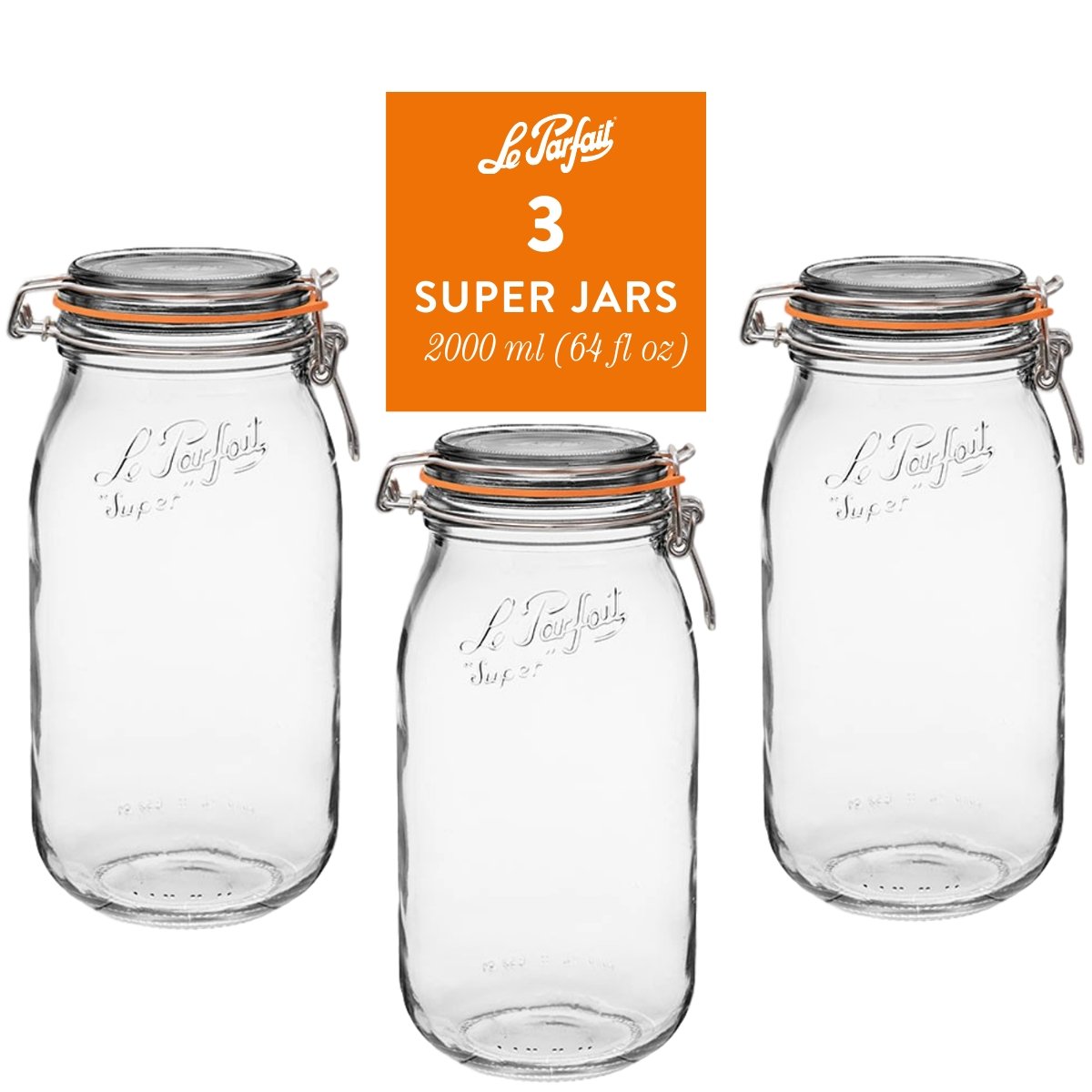 Glass Jars With Stainless Wire-Bail Clamp Lid