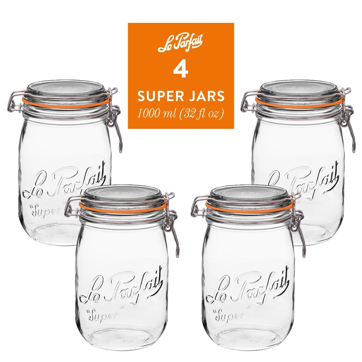 Glass Jars With Stainless Wire-Bail Clamp Lid