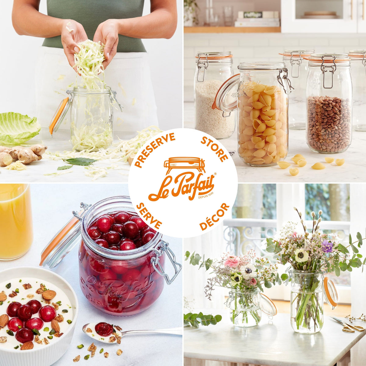 Glass Jars With Stainless Wire-Bail Clamp Lid