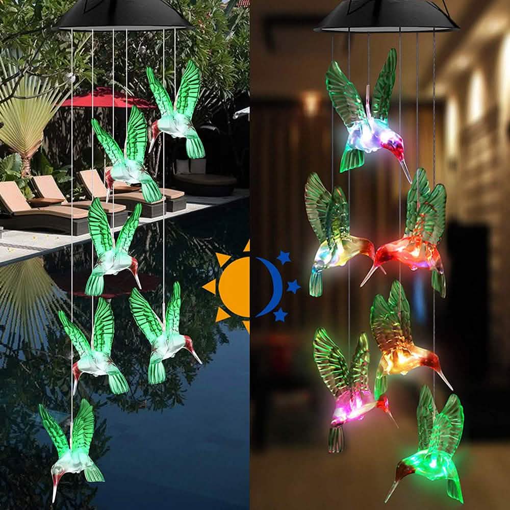LED Solar Hummingbird Wind Chime, Light