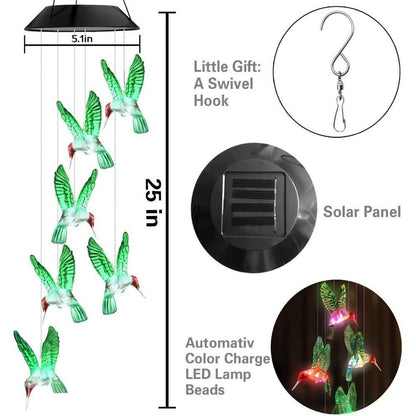 LED Solar Hummingbird Wind Chime, Light