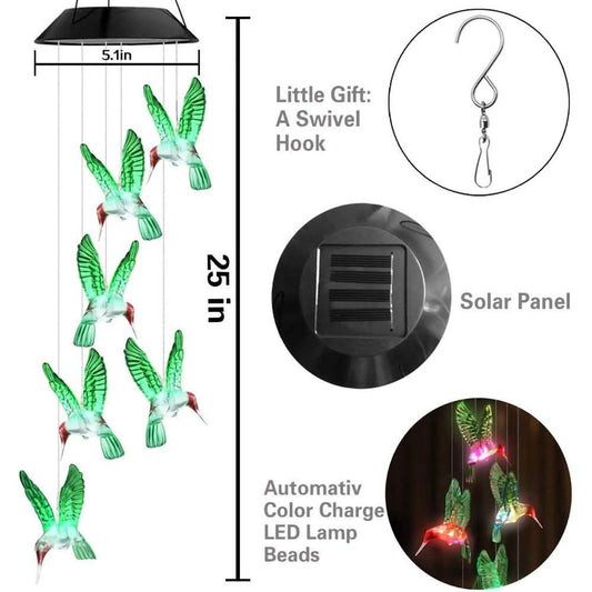 LED Solar Hummingbird Wind Chime, Light