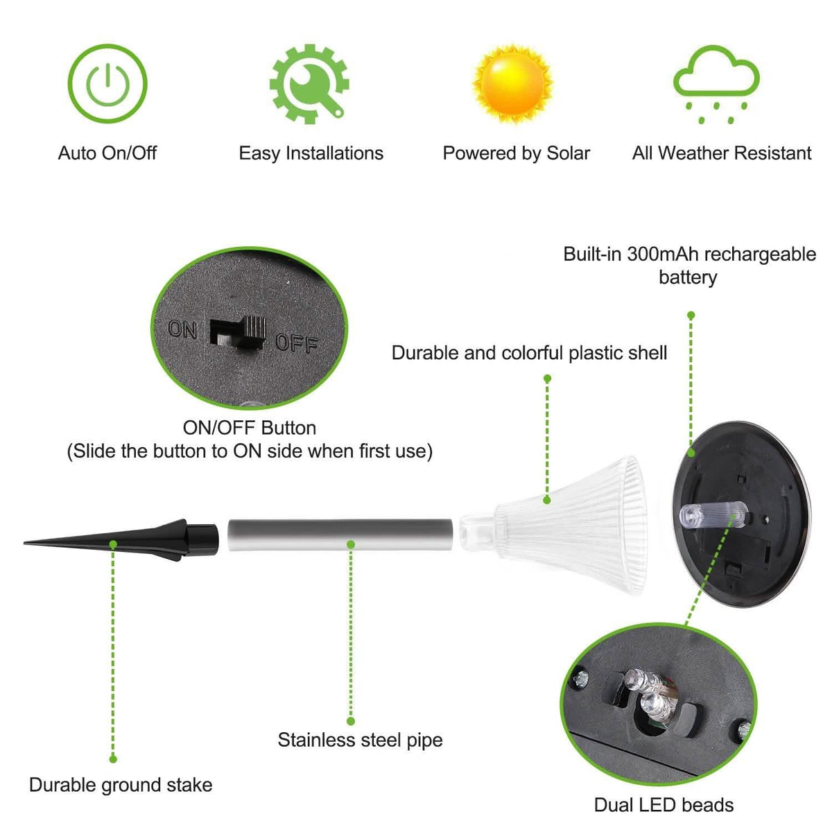 Assorted Color Landscape Solar Lamps