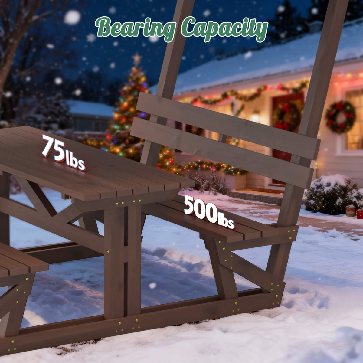 Waterproof Wood Picnic Table And Bench With Removable Canopy