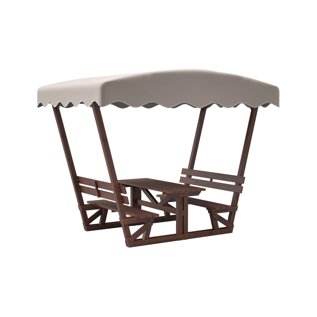 Waterproof Wood Picnic Table And Bench With Removable Canopy