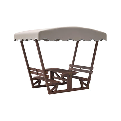 Waterproof Wood Picnic Table And Bench With Removable Canopy