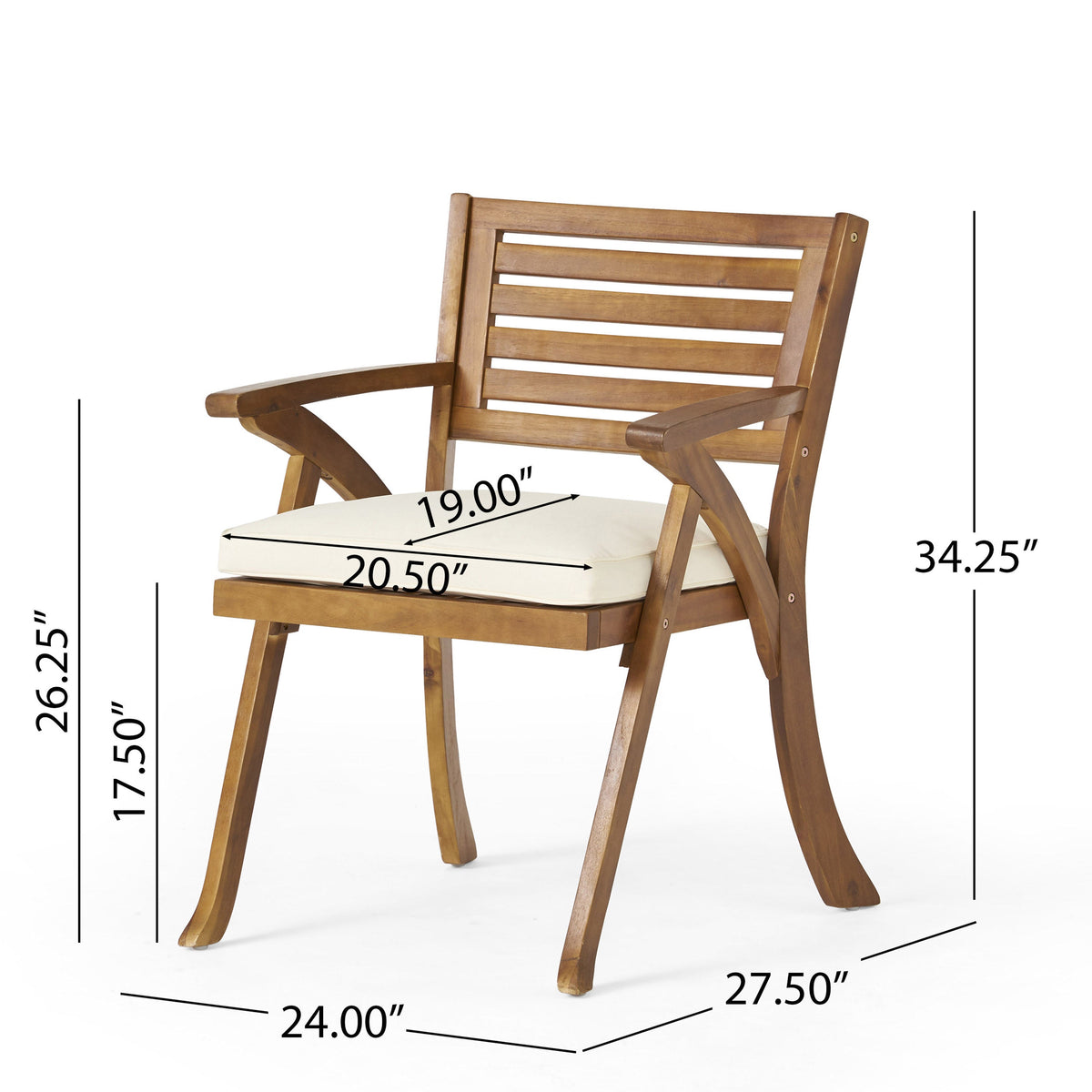 3 Pieces Wood Dining Set With Cushions