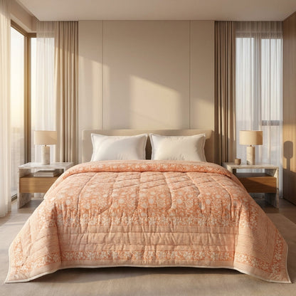 Peach & Cream Quilted Comforter