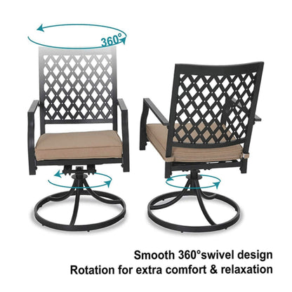 Outdoor Gas Fire Pit Table W/ Swivel Dining Chairs