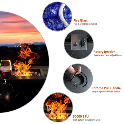 Outdoor Gas Fire Pit Table W/ Swivel Dining Chairs