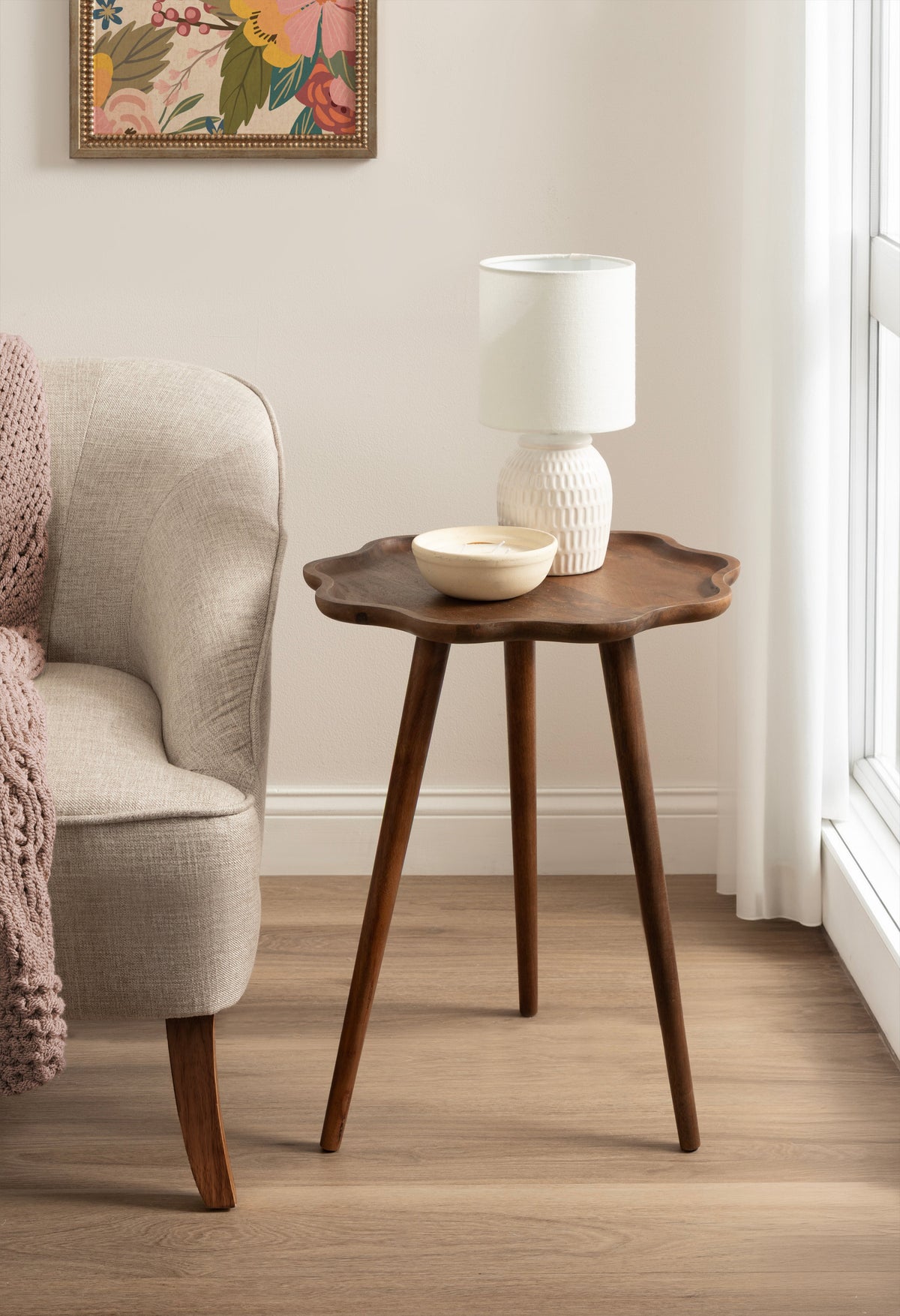 Scallop Wood Side Table