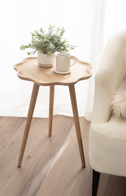 Scallop Wood Side Table